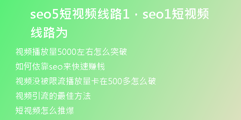 seo5短视频线路1，seo1短视频线路为