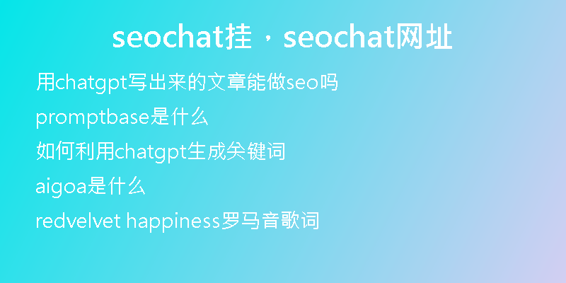 seochat挂，seochat网址