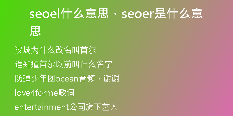 seoel什么意思，seoer是什么意思