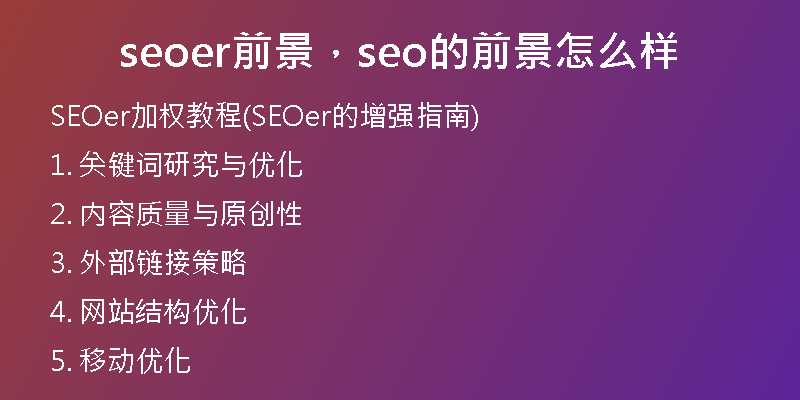 seoer前景，seo的前景怎么样