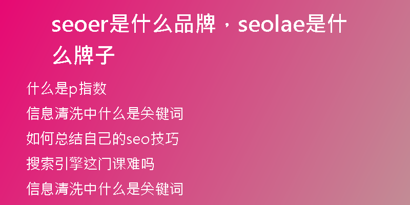 seoer是什么品牌，seolae是什么牌子