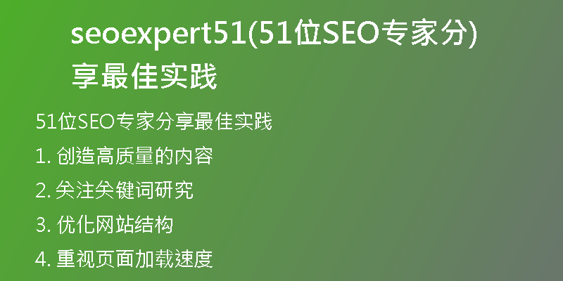 seoexpert51(51位SEO专家分享最佳实践)
