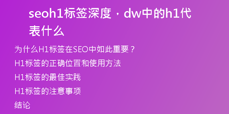 seoh1标签深度，dw中的h1代表什么