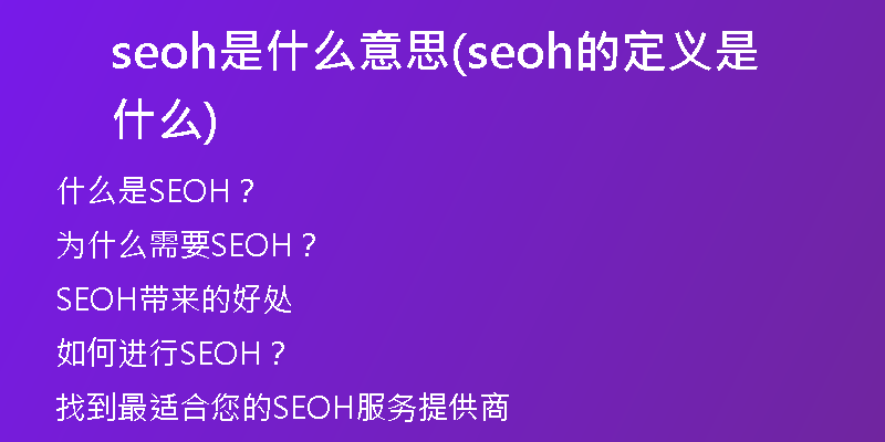 seoh是什么意思(seoh的定义是什么)