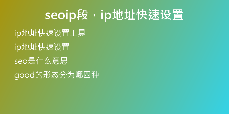 seoip段,ip地址快速设置