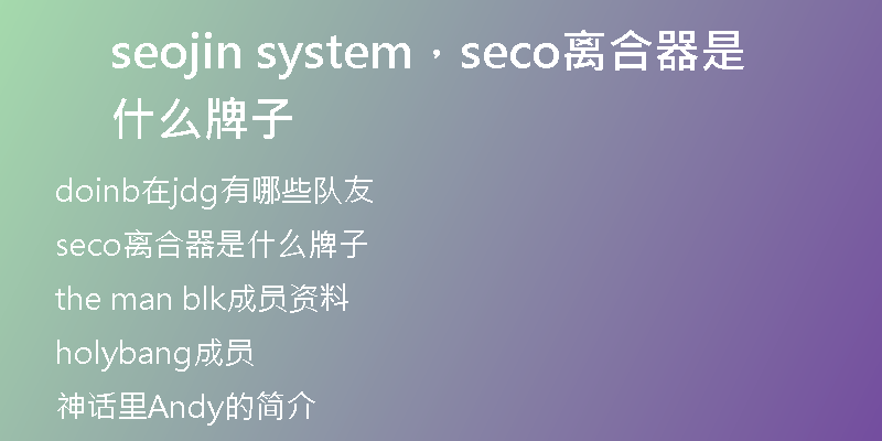 seojin system，seco离合器是什么牌子