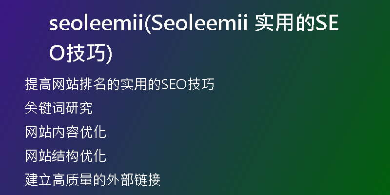seoleemii(Seoleemii 实用的SEO技巧)