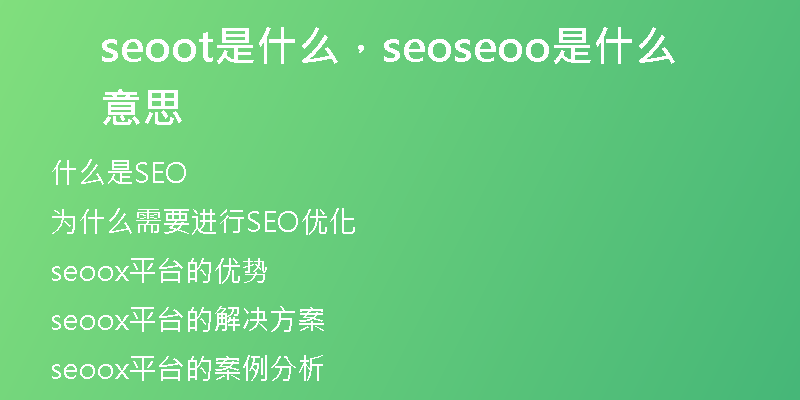seoot是什么，seoseoo是什么意思