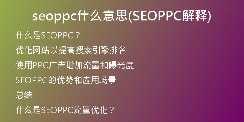 seoppc什么意思(SEOPPC解释)