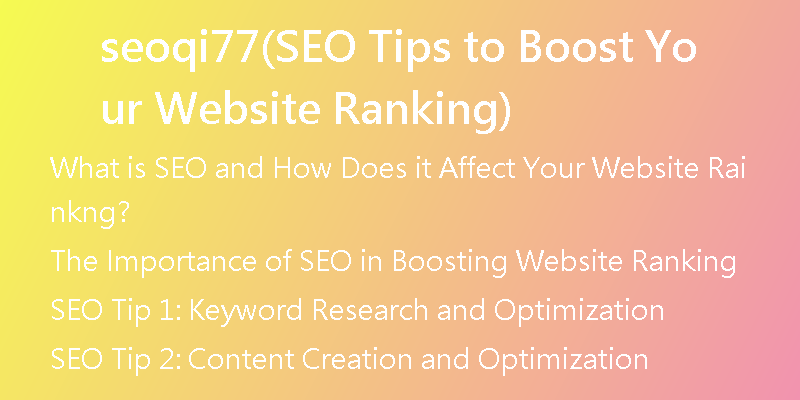 seoqi77(SEO Tips to Boost Your Website Ranking)