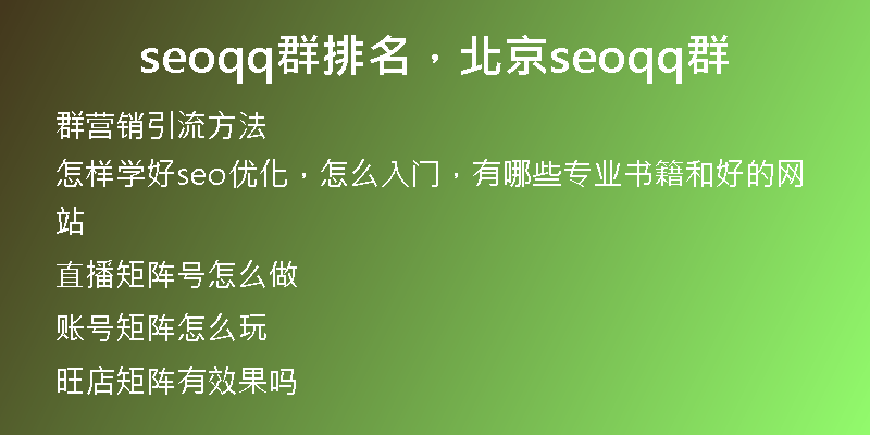 seoqq群排名，北京seoqq群