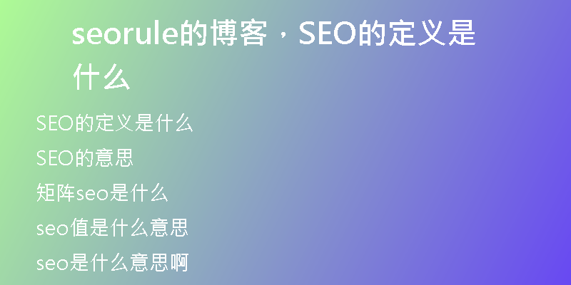 seorule的博客，SEO的定义是什么