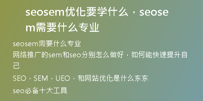 seosem优化要学什么，seosem需要什么专业