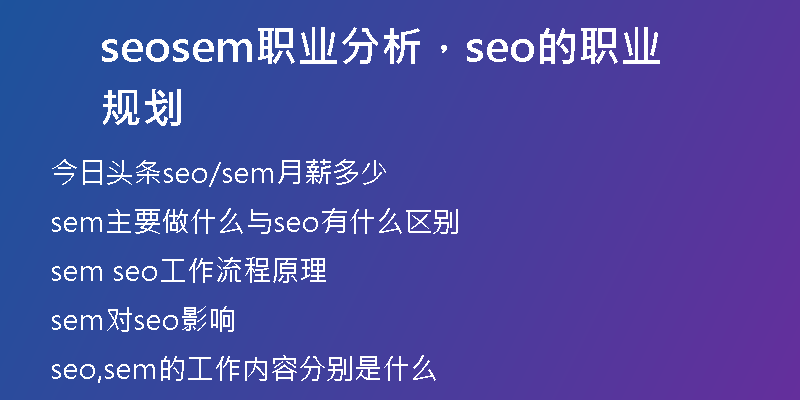 seosem职业分析，seo的职业规划