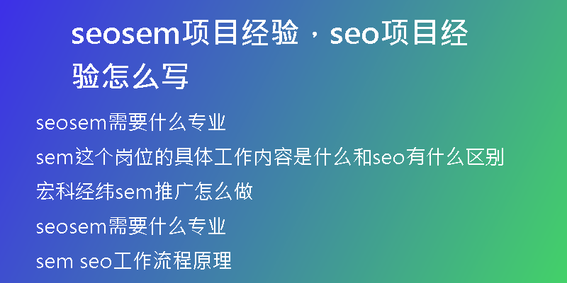 seosem项目经验，seo项目经验怎么写
