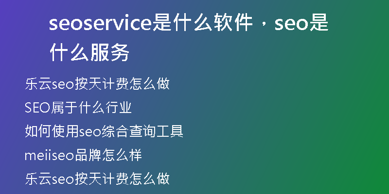 seoservice是什么软件，seo是什么服务