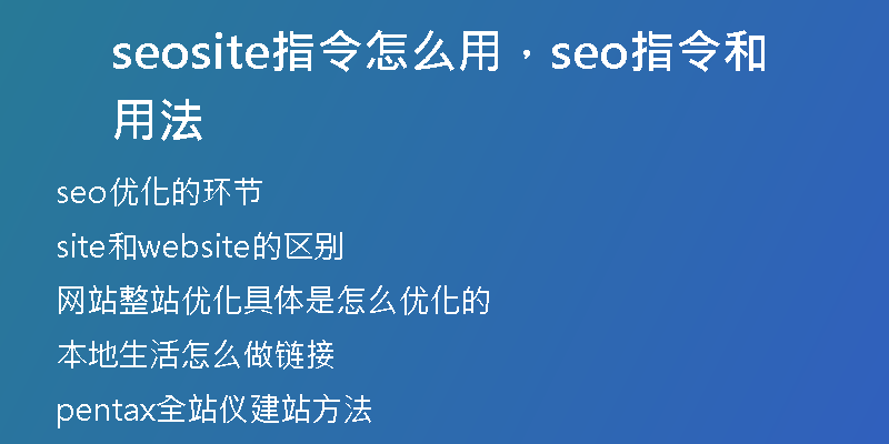 seosite指令怎么用，seo指令和用法