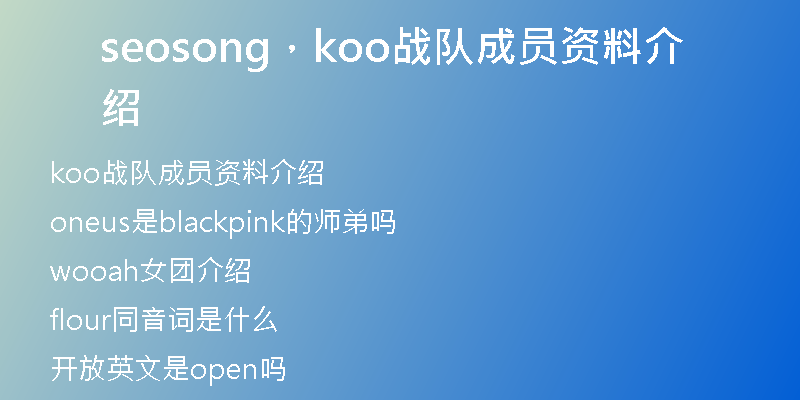 seosong，koo战队成员资料介绍
