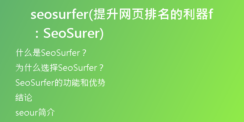 seosurfer(提升网页排名的利器：SeoSurfer)