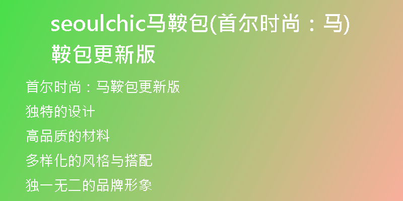 seoulchic马鞍包(首尔时尚：马鞍包更新版)