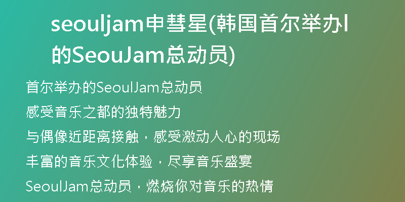 seouljam申彗星(韩国首尔举办的SeoulJam总动员)