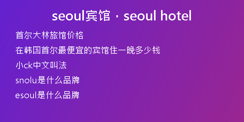 seoul宾馆，seoul hotel