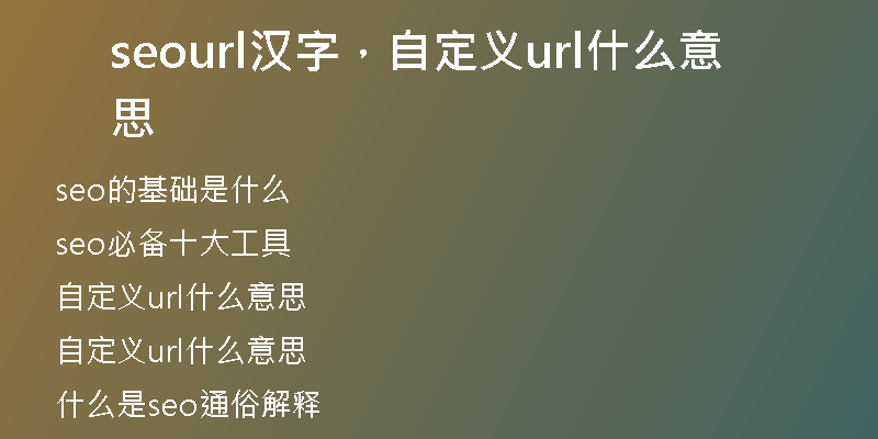 seourl汉字，自定义url什么意思