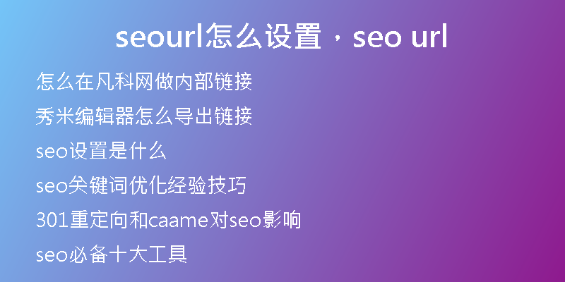 seourl怎么设置,seo url