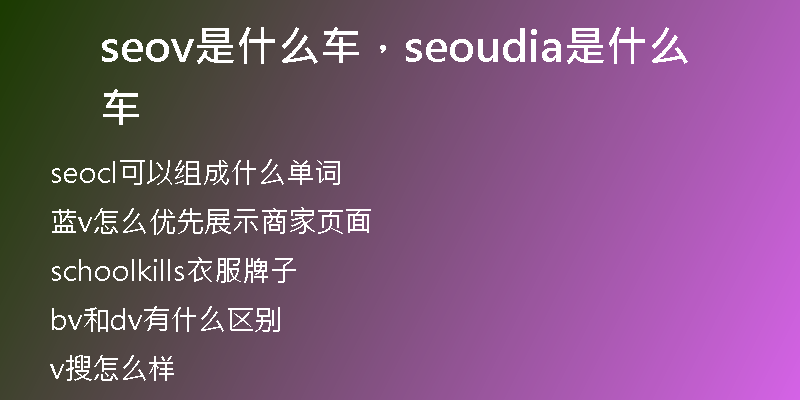 seov是什么车，seoudia是什么车