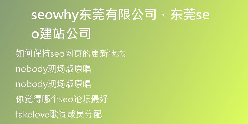 seowhy东莞有限公司，东莞seo建站公司