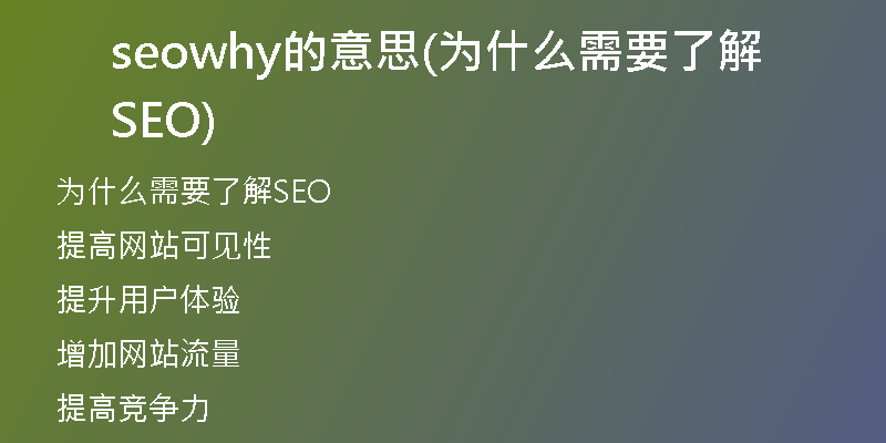 seowhy的意思(为什么需要了解SEO)