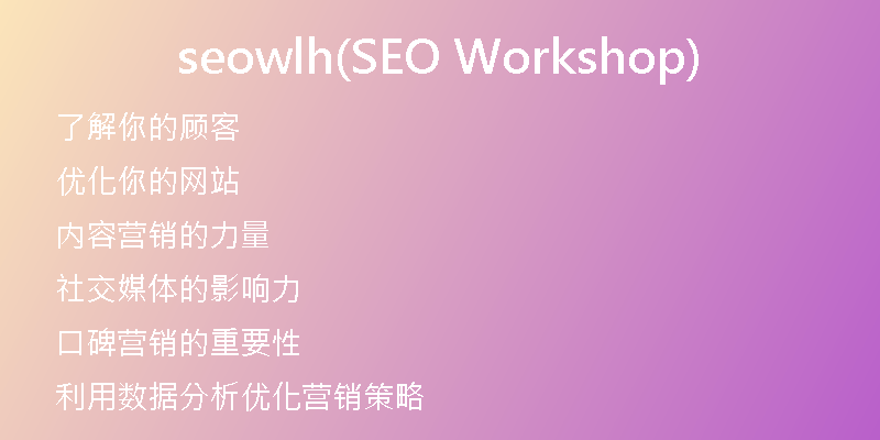 seowlh(SEO Workshop)
