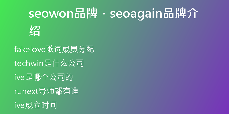 seowon品牌，seoagain品牌介绍