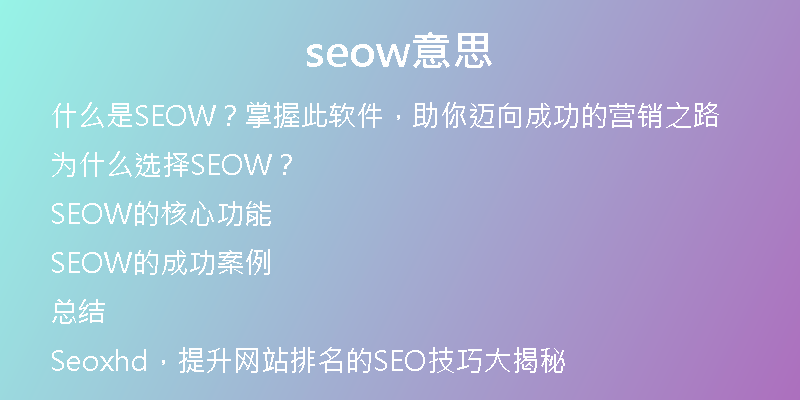 seow意思