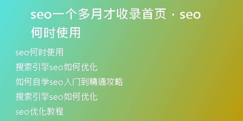 seo一个多月才收录首页，seo何时使用