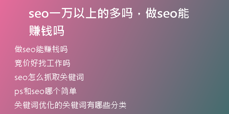 seo一万以上的多吗，做seo能赚钱吗