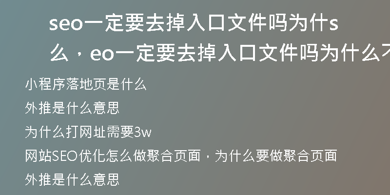 seo一定要去掉入口文件吗为什么，seo一定要去掉入口文件吗为什么不能用
