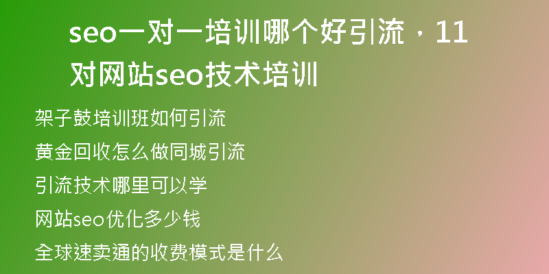 seo一对一培训哪个好引流，1对1网站seo技术培训
