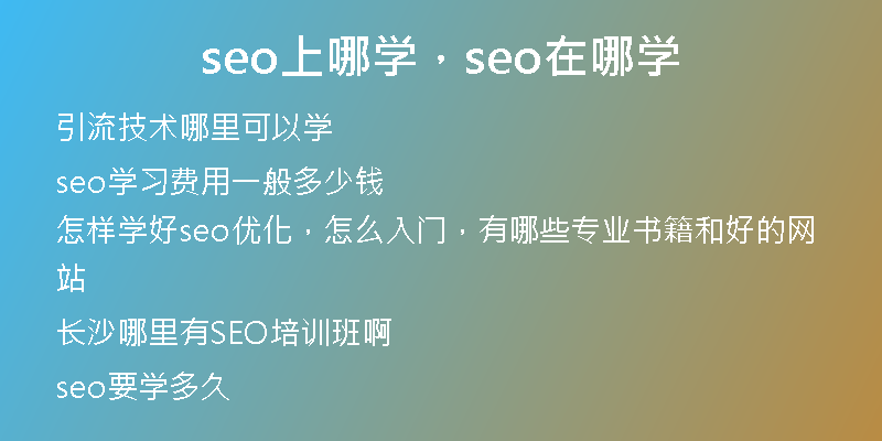 seo上哪学，seo在哪学