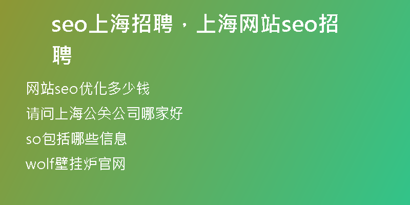 seo上海招聘，上海网站seo招聘