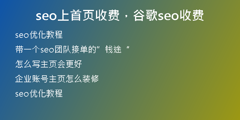seo上首页收费，谷歌seo收费
