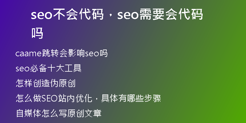 seo不会代码,seo需要会代码吗