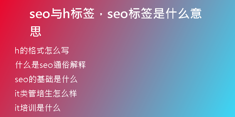 seo与h标签，seo标签是什么意思