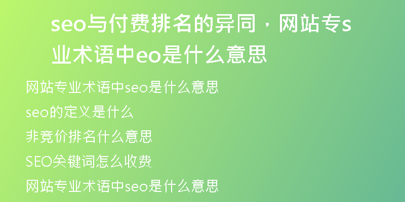 seo与付费排名的异同，网站专业术语中seo是什么意思