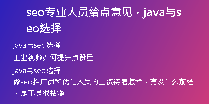 seo专业人员给点意见，java与seo选择