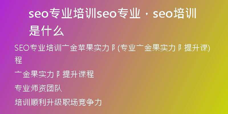 seo专业培训seo专业，seo培训是什么