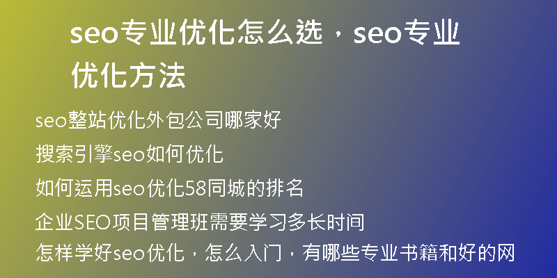 seo专业优化怎么选，seo专业优化方法