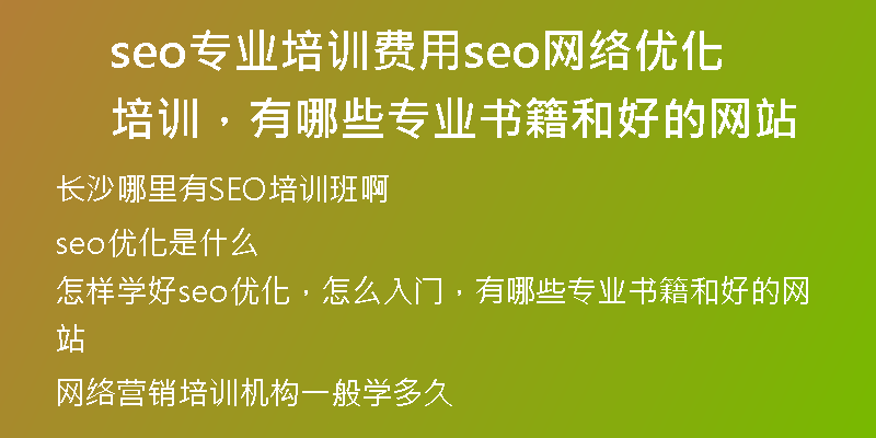 seo专业培训费用seo网络优化培训，有哪些专业书籍和好的网站