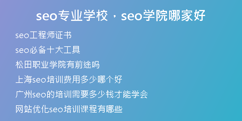 seo专业学校,seo学院哪家好