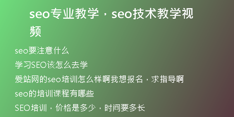 seo专业教学，seo技术教学视频